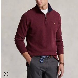 Polo Ralph Lauren Burgundy and Gray Quarter Zip Pullover, Size XXL